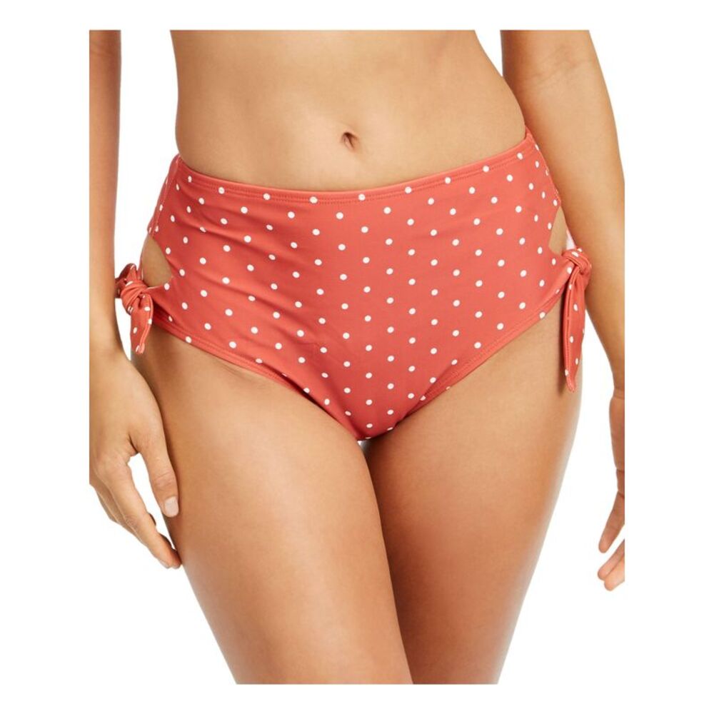 SUNDAZED Women's Orange Stretch Tie Cutout Bikini Swimsuit Bottom S